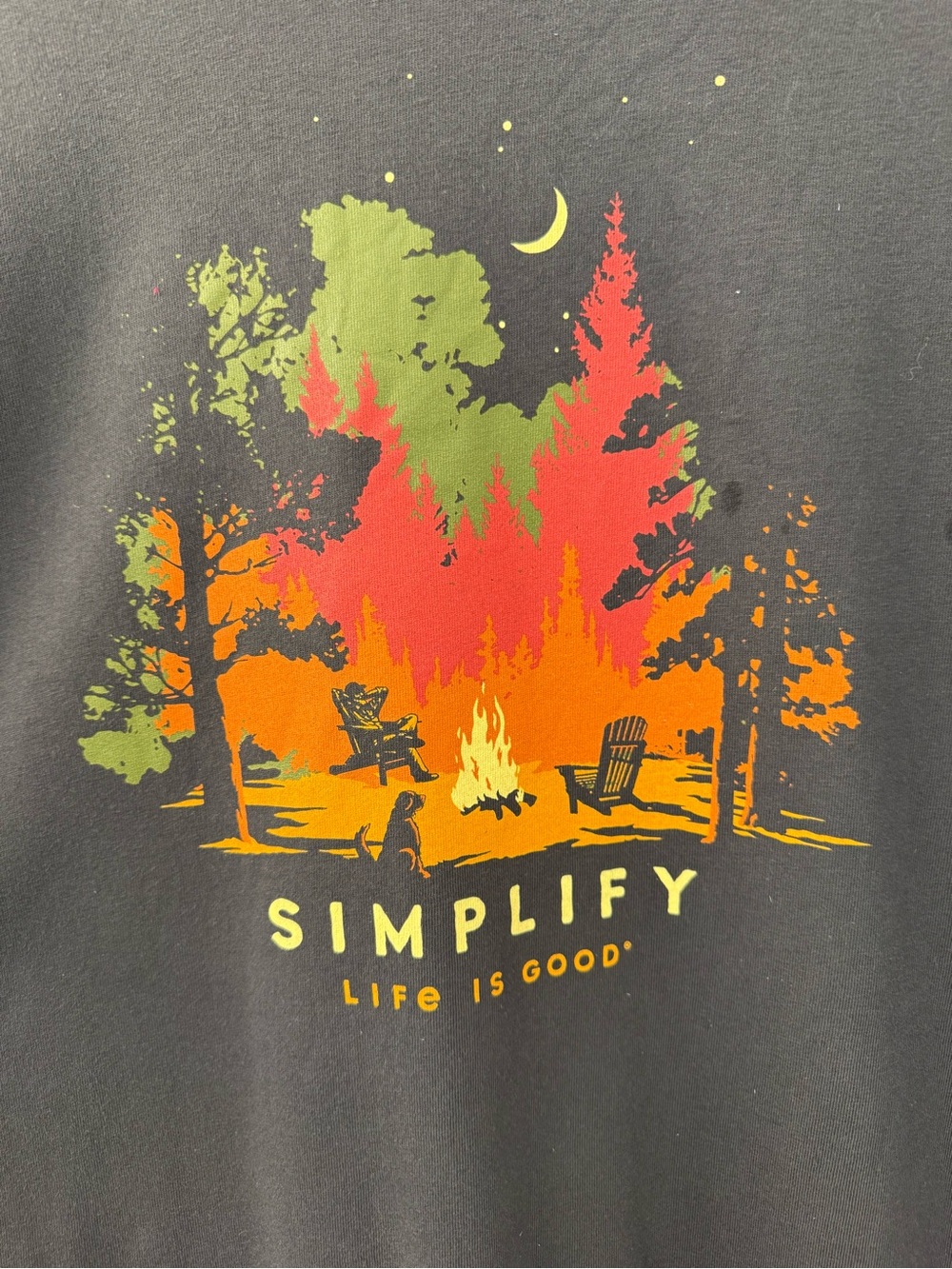 Life is Good Men's Simplify Campfire Long Sleeve Crusher Tee L